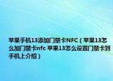 蘋果手機(jī)13添加門禁卡NFC（蘋果13怎么加門禁卡nfc 蘋果13怎么設(shè)置門禁卡到手機(jī)上介紹）