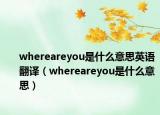 whereareyou是什么意思英語翻譯（whereareyou是什么意思）