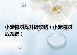 小寵物對戰(zhàn)升級攻略（小寵物對戰(zhàn)系統(tǒng)）