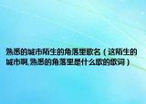 熟悉的城市陌生的角落里歌名（這陌生的城市啊,熟悉的角落里是什么歌的歌詞）