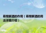 葛根解酒的作用（葛根解酒的用法詳細(xì)介紹）