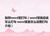 如何word里打勾（word里面應(yīng)該怎么打勾 word里面怎么設(shè)置打勾介紹）