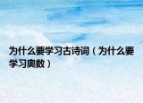 為什么要學(xué)習(xí)古詩(shī)詞（為什么要學(xué)習(xí)奧數(shù)）