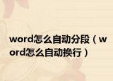 word怎么自動分段（word怎么自動換行）