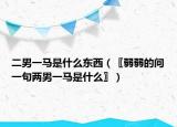 二男一馬是什么東西（〖弱弱的問一句兩男一馬是什么〗）