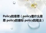 Policy的意思（policy是什么意思 policy的音標(biāo) policy的用法）