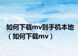 如何下載mv到手機(jī)本地（如何下載mv）