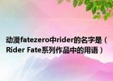 動漫fatezero中rider的名字是（Rider Fate系列作品中的用語）