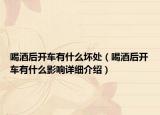 喝酒后開車有什么壞處（喝酒后開車有什么影響詳細(xì)介紹）