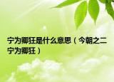 寧為卿狂是什么意思（今朝之二寧為卿狂）