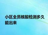 小區(qū)全員核酸檢測多久能出來