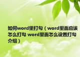 如何word里打勾（word里面應(yīng)該怎么打勾 word里面怎么設(shè)置打勾介紹）