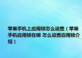 蘋果手機上應(yīng)用鎖怎么設(shè)置（蘋果手機應(yīng)用鎖在哪 怎么設(shè)置應(yīng)用鎖介紹）