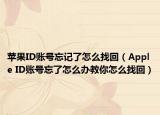 蘋果ID賬號忘記了怎么找回（Apple ID賬號忘了怎么辦教你怎么找回）