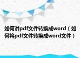 如何講pdf文件轉(zhuǎn)換成word（如何將pdf文件轉(zhuǎn)換成word文件）