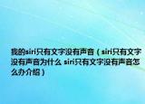 我的siri只有文字沒有聲音（siri只有文字沒有聲音為什么 siri只有文字沒有聲音怎么辦介紹）