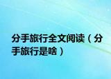 分手旅行全文閱讀（分手旅行是啥）