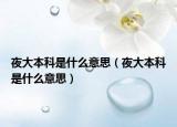 夜大本科是什么意思（夜大本科是什么意思）
