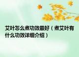 艾葉怎么煮功效最好（煮艾葉有什么功效詳細(xì)介紹）