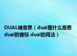 DUAL啥意思（dual是什么意思 dual的音標(biāo) dual的用法）