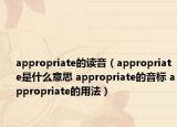 appropriate的讀音（appropriate是什么意思 appropriate的音標(biāo) appropriate的用法）