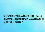 word如何讓頁碼從第三頁開始（word頁碼從第三頁開始的方法 word頁碼如何從第三頁開始介紹）