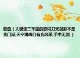 歌曲（太極張三豐里的歌詞刀光劍影不是我門派,天空海闊自有我風(fēng)采,手中無劍,）