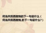 何當(dāng)共剪西窗燭的下一句是什么（何當(dāng)共剪西窗燭,的下一句是什么?）