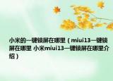 小米的一鍵鎖屏在哪里（miui13一鍵鎖屏在哪里 小米miui13一鍵鎖屏在哪里介紹）