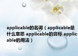 applicable的名詞（applicable是什么意思 applicable的音標(biāo) applicable的用法）