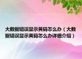 大數(shù)據(jù)錯誤顯示黃碼怎么辦（大數(shù)據(jù)錯誤顯示黃碼怎么辦詳細(xì)介紹）