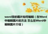 word里的圖片如何編輯（在Word中編輯圖片的方法 怎么在Word中編輯圖片介紹）