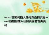 word應(yīng)如何插入任何頁面的頁碼word應(yīng)如何插入任何頁面的首頁頁碼