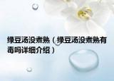 綠豆湯沒煮熟（綠豆湯沒煮熟有毒嗎詳細(xì)介紹）