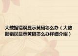 大數(shù)據(jù)錯(cuò)誤顯示黃碼怎么辦（大數(shù)據(jù)錯(cuò)誤顯示黃碼怎么辦詳細(xì)介紹）