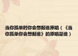 當(dāng)你孤單時你會想起誰原唱（《當(dāng)你孤單你會想起誰》的原唱是誰）