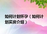 如何計(jì)劃懷孕（如何計(jì)劃買(mǎi)房介紹）