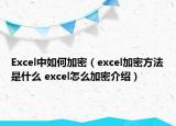 Excel中如何加密（excel加密方法是什么 excel怎么加密介紹）