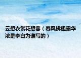 云想衣裳花想容（春風(fēng)拂檻露華濃是李白為誰(shuí)寫(xiě)的）