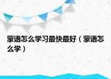 蒙語怎么學習最快最好（蒙語怎么學）