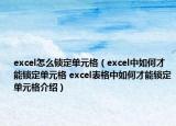 excel怎么鎖定單元格（excel中如何才能鎖定單元格 excel表格中如何才能鎖定單元格介紹）