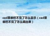 cad菜單欄不見了怎么顯示（cad菜單欄不見了怎么調(diào)出來）