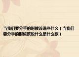 當我們要分手的時候該說些什么（當我們要分手的時候該說什么是什么歌）