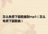 怎么免費(fèi)下載歌曲到mp3（怎么免費(fèi)下載歌曲）