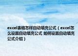 excel表格怎樣自動填充公式（excel怎么設置自動填充公式 如何設置自動填充公式介紹）