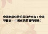 中國有哪些傳統(tǒng)節(jié)日大全表（中國節(jié)日表 --中國傳統(tǒng)節(jié)日有哪些）