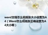 word文檔怎么將紙張大小設(shè)置為A4（Word怎么將紙張正確設(shè)置為A4大小呢）