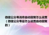 微信公眾號消息自動回復怎么設置（微信公眾號是怎么設置自動回復的）
