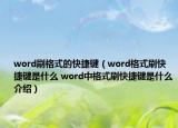 word刷格式的快捷鍵（word格式刷快捷鍵是什么 word中格式刷快捷鍵是什么介紹）