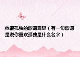 他很孤獨(dú)的歌詞意思（有一句歌詞是說你喜歡孤獨(dú)是什么名字）